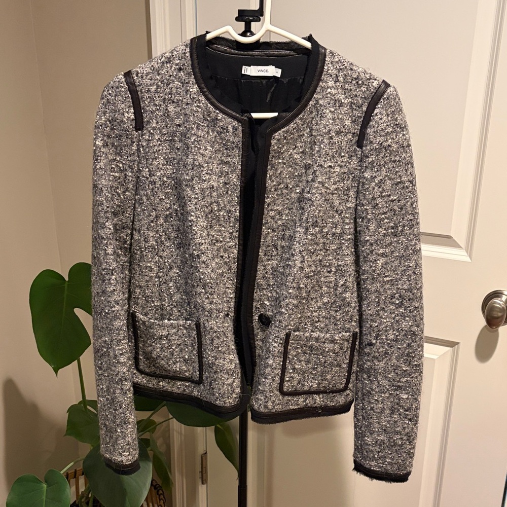 Vince Black and Gray Tweed Blazer